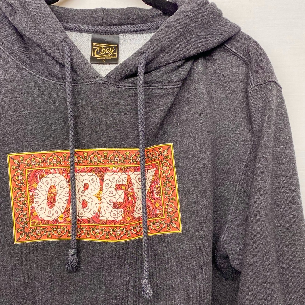 OBEY Logo Hoodie Sweatshirt Youth Size Large